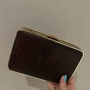 J McLaugjlin Brown Leather Clutch
